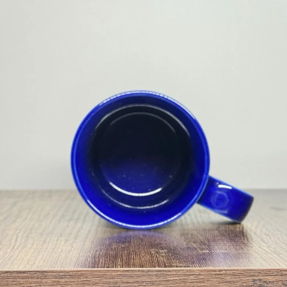 VTG 90s Pier 1 Celestial Sun Cobalt Blue Ceramic 10oz Coffee Mug Cup Whimsical